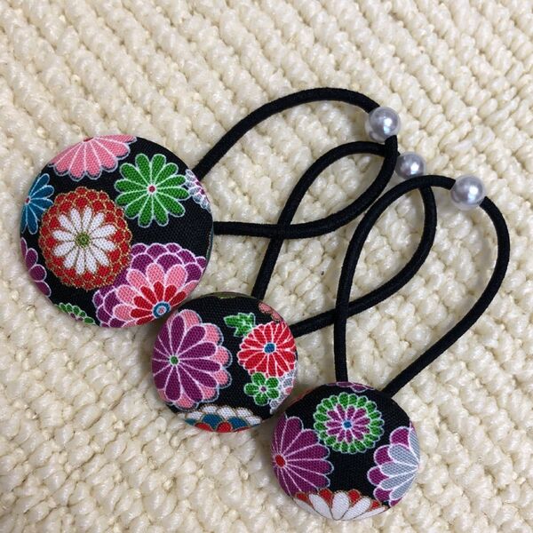 ☆102-2☆ハンドメイド ヘアゴム くるみボタン