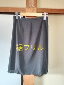 Thank youシール 13枚プレゼント！オフィスに　グレー　タイトスカート 膝丈スカート 裏地付き