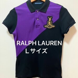 RALPH LAUREN ラルフローレン　刺繍ワッペンロゴ　ポロシャツ　レディースＬサイズ