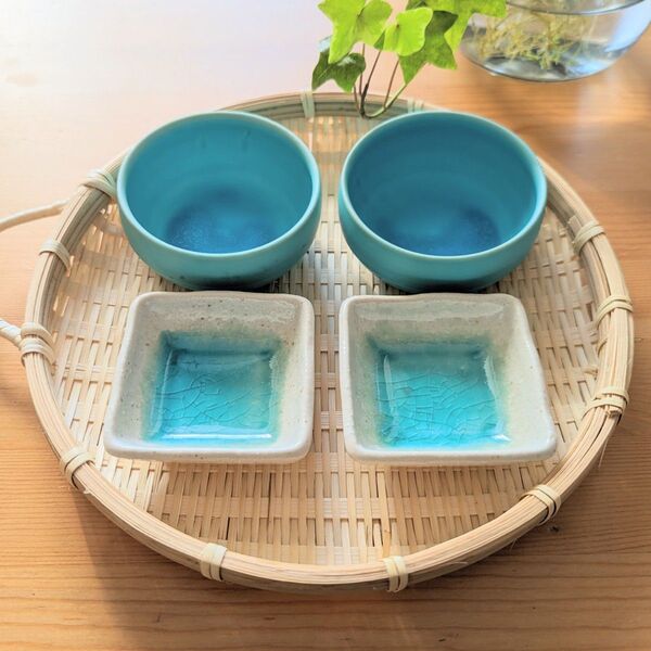 豆皿 4枚セット トルコブルー 小鉢 和食器 お皿 豆皿セット 食器 ブルー系