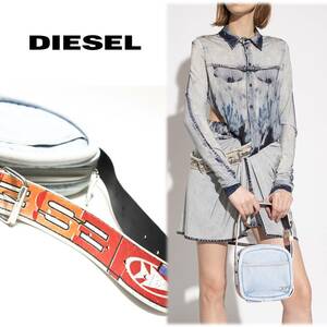 《DIESEL ディーゼル》新品 定価42,900 クラッシュハンドル メタルDロゴ ウォッシュデニム ハンドバッグ A7953