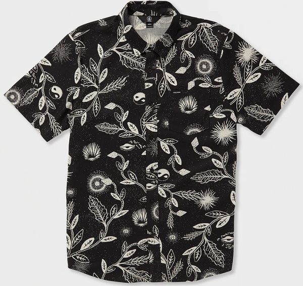  Volcom ボルコム Warbler Short Sleeve Woven Shirt 半袖シャツ Lサイズ 胸ポケット ブラック 黒