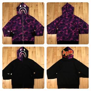 ★リバーシブル★ シャーク パーカー Sサイズ purple camo reversible shark full zip hoodie a bathing ape BAPE エイプ ベイプ 迷彩 i9