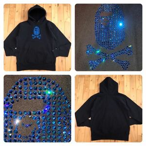 *XL* CHAMPION × BAPE Swarovski PULLOVER HOODIE NAVY a bathing ape Champion Ape Bape Parker blue swarovski i318