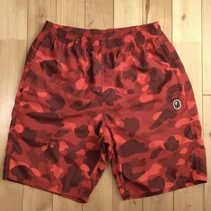 BAPE Red camo beach shorts Lサイズ a bathing ape エイプ ベイプ アベイシングエイプ 迷彩 ナイロン レッドカモ ハーフパンツ m48