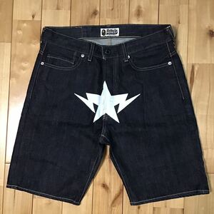 BAPESTA denim ハーフパンツ Sサイズ a bathing ape BAPE sta shorts デニム ショーツ エイプ ベイプ アベイシングエイプ star スター m6