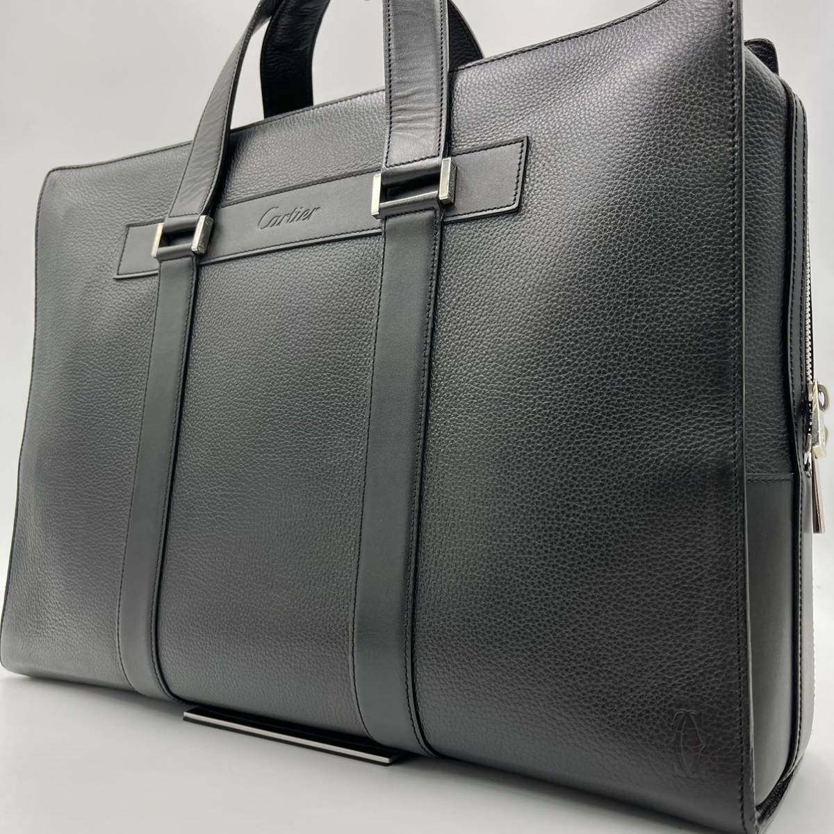 魅了 極美品 EXACT 黒 本革 ブランドロゴ レザー ビジネスバック A3