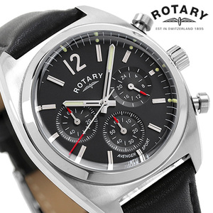ロータリー AVENGER SPORT クオーツ 腕時計 メンズ クロノグラフ 革ベルト ROTARY GS05485/65 アナログ ブラック 黒