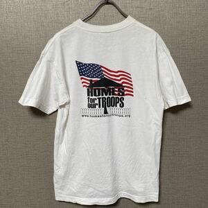 90s USA製 ビンテージ ヴィンテージ Tシャツ tee アメリカ製 古着 オールド 企業物 ロゴ 星条旗 メッセージ プリント バンド ロック 音楽