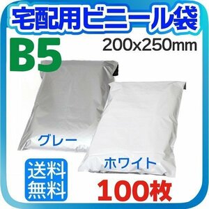 【100枚】宅配用ビニール袋 テープ付き 巾200×高さ250＋フタ50mm B5サイズが入る ネコポス 厚み60ミクロンメール便