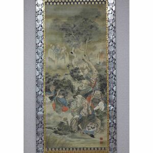 Art hand Auction [Authentic] [Windmill] Bansui The Sixteen Arhats ◎Hand-painted silk ◎Miniature Buddhist painting Edo period Meiji period Buddhist painting Famous brocade mounting Buddhist art Chinese painting, Painting, Japanese painting, person, Bodhisattva