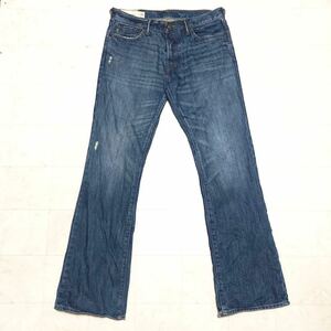 【人気】Abercrombie&Fitch アバクロ ローライズスリムブーツカットジーンズ デニムパンツ 男性用 メンズ 32インチ 古着 AB323