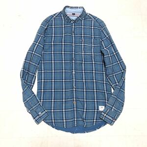 【送料360円】TOMMY HILFIGER トミーヒルフィガー ガーゼコットン長袖シャツ チェック柄 男性用 メンズ XSサイズ 古着 AB132