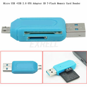 microSD/SDHCを便利に【送料無料】OTG対応USB【色おまかせ】カードリーダースマホパソコン変換名人アダプターUSBメモリとして使える