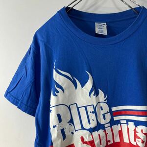 00s ヴィンテージ Blue Spirits ビッグ ロゴ プリント 半袖 クルーネック 天竺 ニット Tシャツ 古着