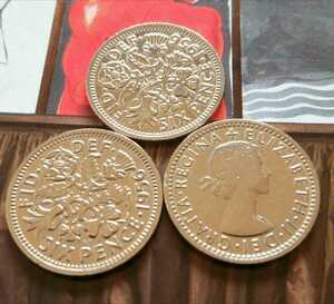 イギリス 1956年 ラッキー6ペンス 3枚セット 英国 コイン 美品 シックスペンス本物綺麗にポリッシュされていてピカピカのコインです