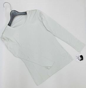 新品13463 パールグレー　サイズ L長袖Tシャツ 真珠パウダー配合　着る化粧品　お肌しっとり保湿効果 カットソー 乾燥対策