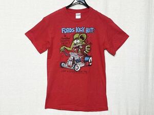 【Ed ROTH】エド ロス Ｔシャツ GILDAN ギルダン FORDS KICK BUTT！ラットフィンク レッド サイズS