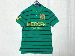 【Polo Ralph Lauren】ポロ ラルフローレン ポロシャツ ボーダー 半袖 グリーン カスタムフィット MERCER 刺繍 L