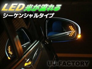 【GARUDA /BLLED MIRROR】14連LEDウインカー ブルーワイドミラー シーケンシャル（STO-41）★ノア ZRR80G/ZRR85G