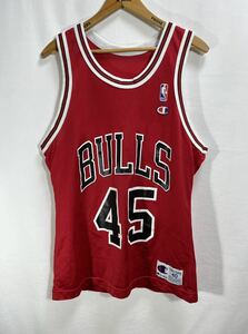 ■ 90s ビンテージ USA製 Champion チャンピオン BULLS ブルズ ＃45 JORDAN ジョーダン バスケ ユニフォーム タンクトップ サイズ40 赤 ■