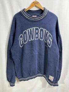 ■ 90s 90年代 USA製 ビンテージ NUTMEG NFL Dallas Cowboys スウェット トレーナー ネイビー サイズXL アメフト ダラス カウボーイズ ■