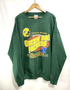 ■ 90s 90年代 ビンテージ USA製 ONEITA NFL PACKERS パッカーズ 1995 Champions イラスト スウェット トレーナー XXLARGE アメフト ■