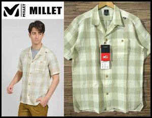 送無 XL 定14,300 新品 MILLET ミレー 21SS MIV01858 WASHI+SHIRT 播州織 和紙 ワシ プラス シャツ 半袖 通気 速乾 アウトドア チェック ③