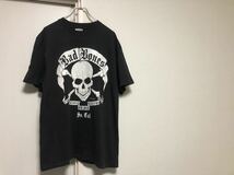 【送料込み】90sヴィンテージMADE IN USAアメリカ製HANESヘインズbad BoneスカルドクロプリントTシャツブラックボディーsize L_画像1