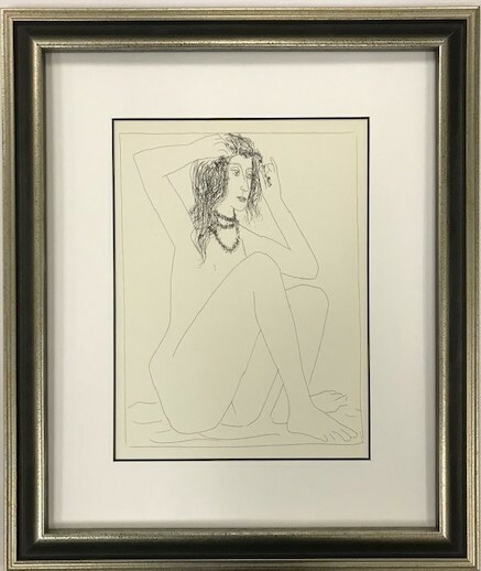 【特価】　≪　　パブロ・ピカソ　　≫　　リトグラフ【石版画】　SEATED NUDE CROWNING HERSELF WITH FLOWERS 　1956年　　PABLO　PICASSO