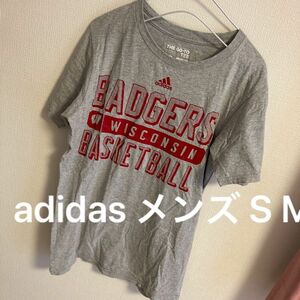 adidas メンズ S グレー バスケットボール チーム 古着 普段着 部屋着 ルームウェア 赤 古着女子