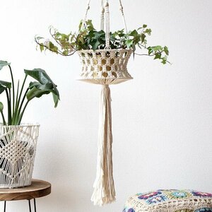 mak lame basket stylish pot cover planter cotton rope mak lame hanging basket L free shipping ( one part region excepting ) spc1274