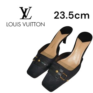 LOUIS VUITTON ミュール 36 1/2 モノグラム キャンバス ブラック 黒 ルイ・ヴィトン 23.5cm