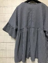 新品☆4L♪茶×紺系チェック♪柔らかストレッチ♪フェミニントップス2枚♪☆t937_画像7