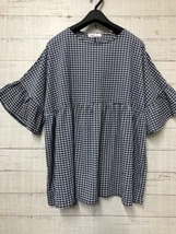 新品☆4L♪茶×紺系チェック♪柔らかストレッチ♪フェミニントップス2枚♪☆t937_画像6