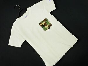 Champion チャンピオン ポケット Tシャツ sizeS/白 ■◆ ☆ dda6 メンズ