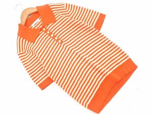 Auntie Rosa anti Rosa VACANCY border knitted polo-shirt sizeF/ orange #* * ddb4 lady's 