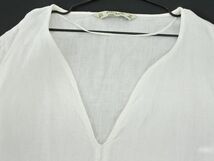 ネコポスOK ZARA basic ザラ ベーシック リネン100% Vネック レース ブラウス シャツ sizeS/白 ■◆ ☆ ddc1 レディース_画像2