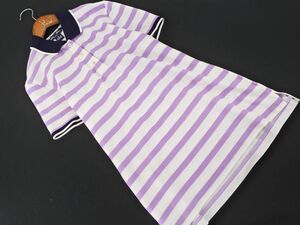 BROOKS BROTHERS ブルックスブラザーズ ゴルフ ボーダー ポロシャツ sizeS/白ｘラベンダー ■◆ ☆ ddc6 レディース