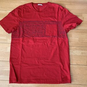 GU g.u. ジーユー Tシャツ レッド メンズ MENS サイズ L 綿100% 中古品 1回使用 送料無料