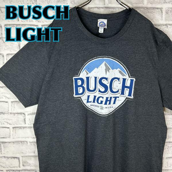 Busch Light ブッシュライトビール センターロゴ Tシャツ 半袖 輸入品 春服 夏服 海外古着 ゆったり ビッグサイズ オーバーサイズ 企業