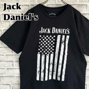 Jack Daniel's ジャックダニエル 星条旗 Tシャツ 半袖 輸入品 春服 夏服 海外古着 会社 企業 ウイスキー 酒 ハイボール USA ビッグフラッグ