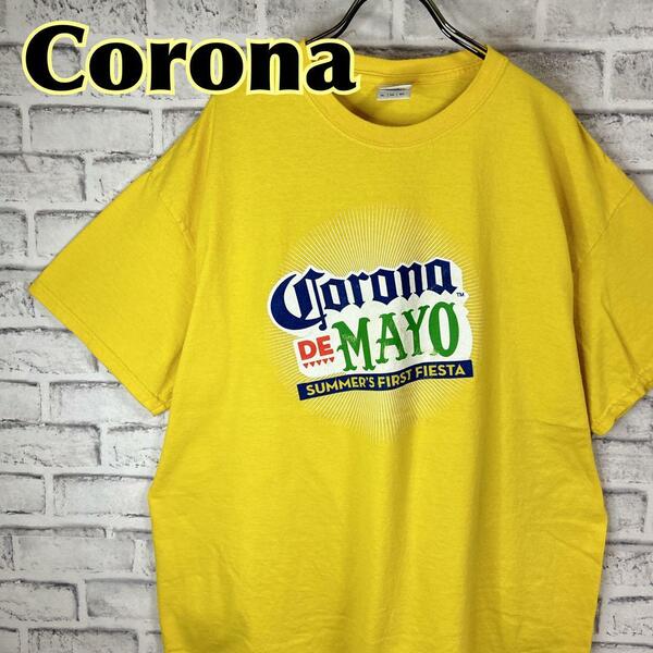 CORONA コロナビール サマーフェスタ センターロゴ Tシャツ 半袖 輸入品 春服 夏服 海外古着 会社 企業 ゆったり 酒造 ビール 炭酸