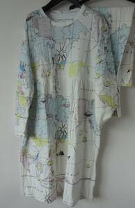 L size Tsumori Chisato * Wacoal new goods pyjamas long sleeve tunic height One-piece & trousers love & flat peace UFO the earth super u- man cat HERO world map 