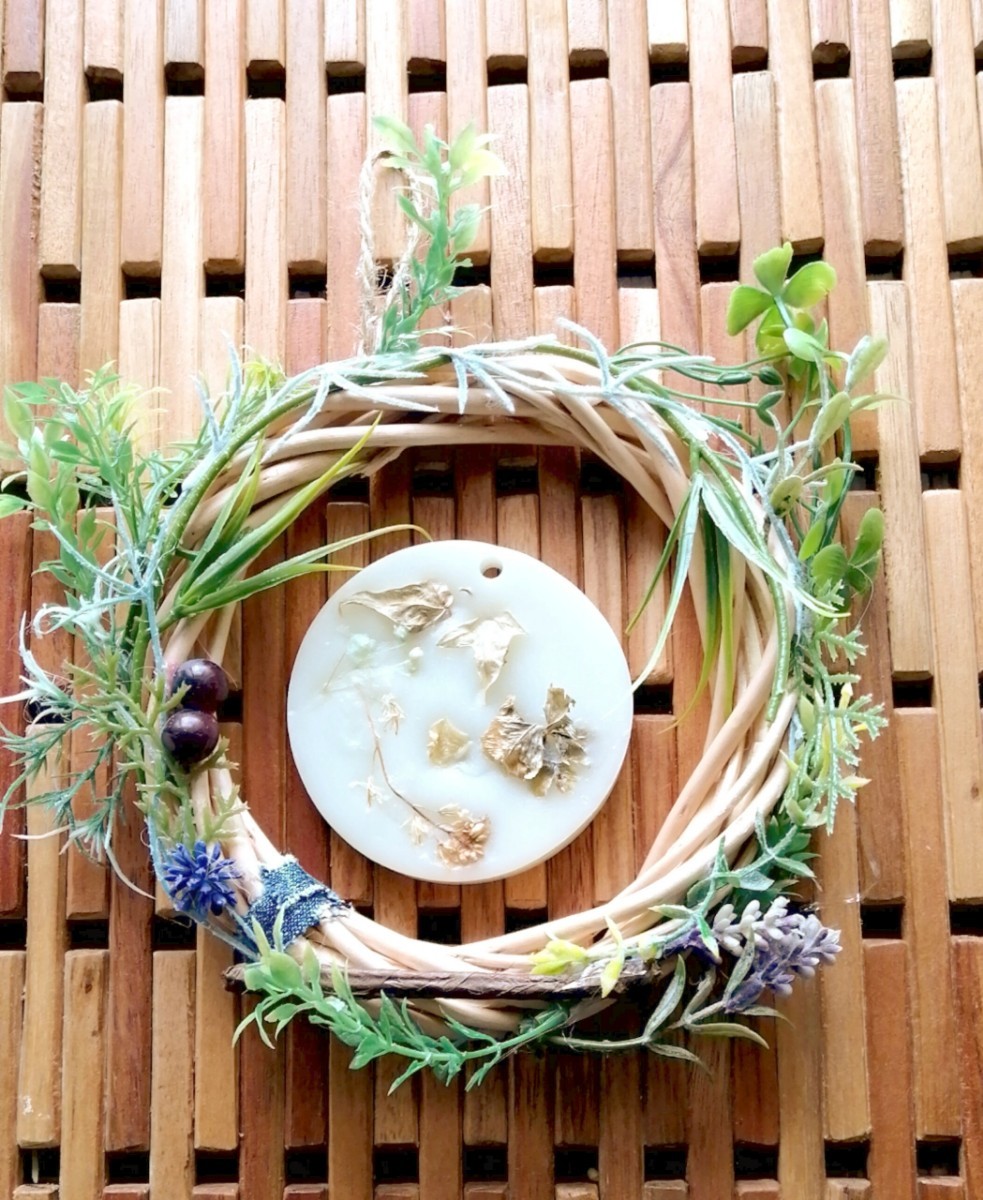 Handmade goods ~ Natural wreath & aroma wax ④ ~ 2-piece set ♪, Handmade items, interior, miscellaneous goods, ornament, object