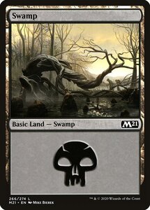 Mtg ■ Land/English Version ■ 《Swamp》 ★ Фольга ★ Основной набор 2021 M21