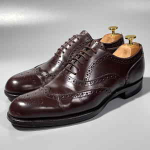 即決 ジョンストン&マーフィー ウイングチップ ダークブラウン 焦げ茶色 メンズ 本革 レザー 革靴 25.5cm ビジネスシューズ A1511
