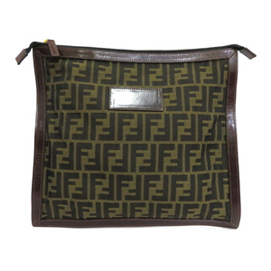  used Fendi clutch bag Zucca FF pattern AB rank canvas leather FENDI[ free shipping ][ west god shop ]