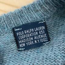 POLO RALPH LAUREN ポロラルフローレン ウールニット セーター Vネック M ワンポイント 90s ヴィンテージ_画像4