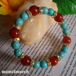 ** natural stone * red .. . turquoise * Power Stone breath ( men's * lady's ) Gold long Dell inside surroundings 16